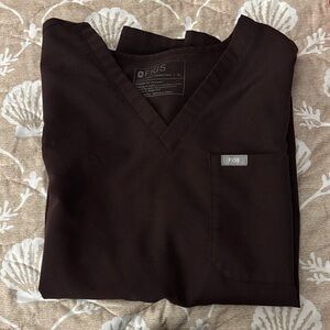 Figs V-Neck Scrub Top in Brown
